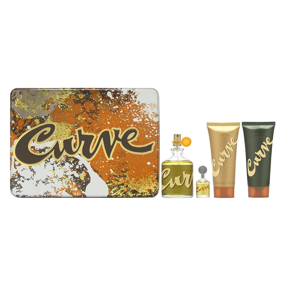 Liz Claiborne Curve for Men By 4 Pc Gift Set (Cologne Spray 4.2 Oz + Cologne Spray .25 Oz + Aftershave Balm 3.4 Oz + Shower Gel