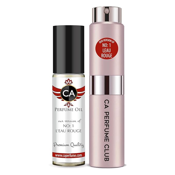 CA Perfume Duo Impression of No:1 L'eau Rouge For Women Perfume Layering Set Long Lasting Travel Size EDP + Body Oil Roll-On Bottle 0.27 Fl Oz+0.33 Fl Oz