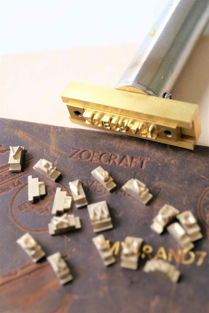 26 Interchangeable Alphabet & Number Mold Set with T-Slot Holder | Custom Brass Engraving Tools for Leather, Wood, Hot Foil Machines | DIY Symbol Dies, Stamping Imprint Templates (Set E)