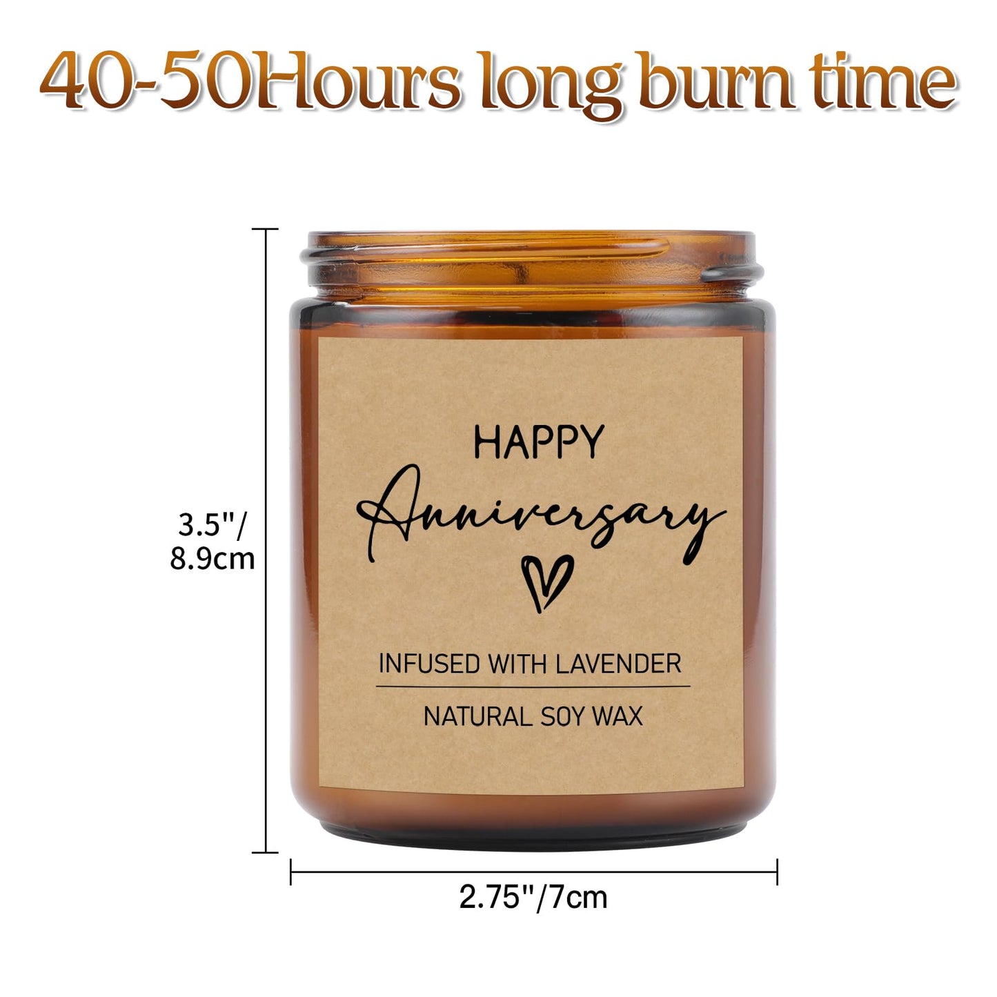 Happy Anniversary Candle Gifts, Gift for Couple Anniversary, Romantic Gifts for Her, Him, Girlfriend, Boyfriend, Wife, Husband, 7oz Soy Wax Lavender Scented Candle, Aniversario Gift for Her