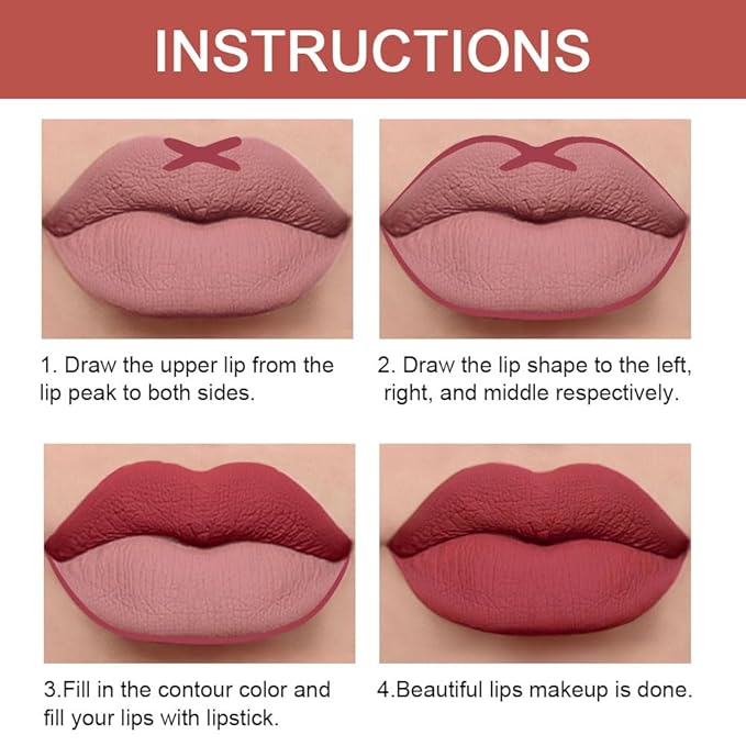 Kaely 2-in-1 Mauve Red Lip Liner & Lipstick Set Kit for Women, Matte Lips Kit with Lip Liner Lip Stains Long Lasting Waterproof 24 Hour Lipstick and Lip Liners Combo Lipliners Pencil Set 13