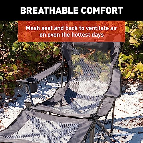 Lippert Sun Soaker Two-Position Vented Reclining Camping Chair with Footrest, 600D Polyester Fabric, Mesh Back/Seat, Padde...