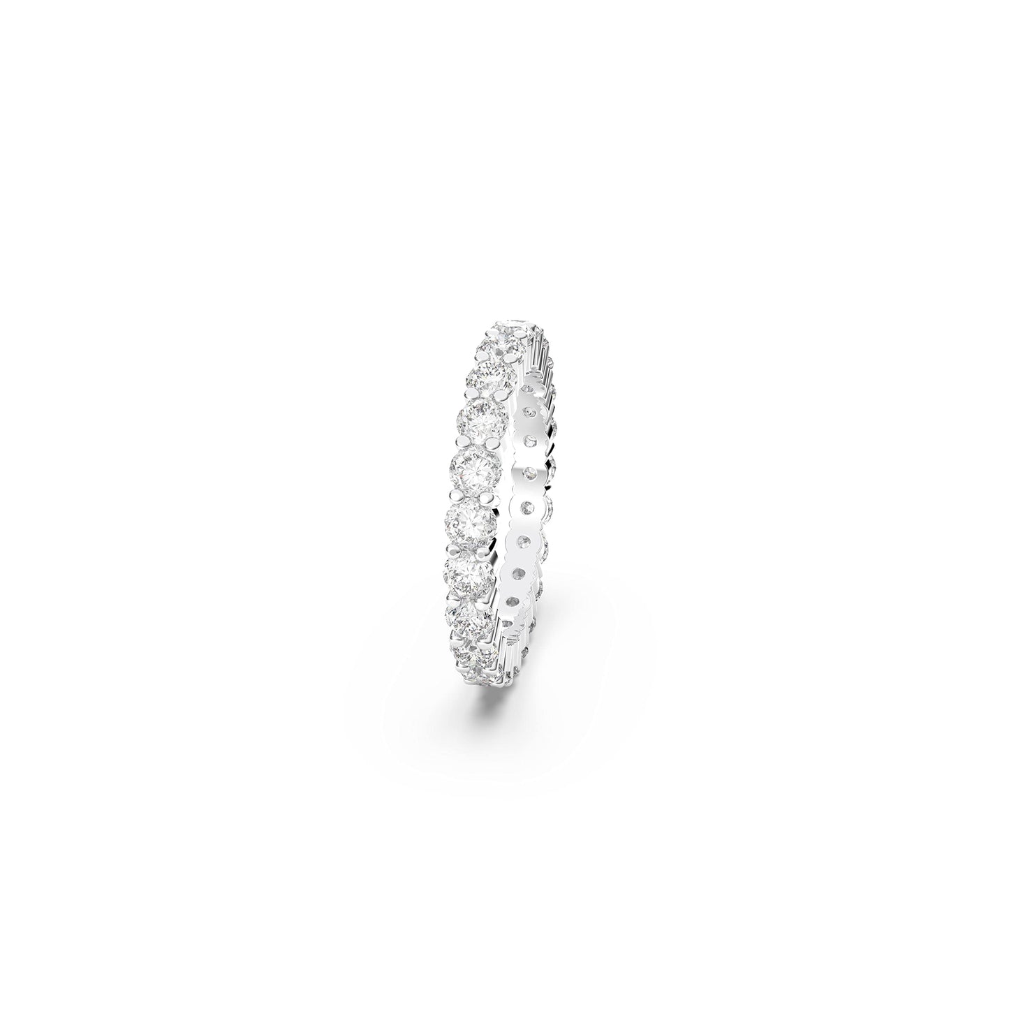 Swarovski Vittore XL Ring, Clear circle-cut Swarovski Crystals on a Rhodium Finish Setting, Size 7, Part of the Swarovski Vittor