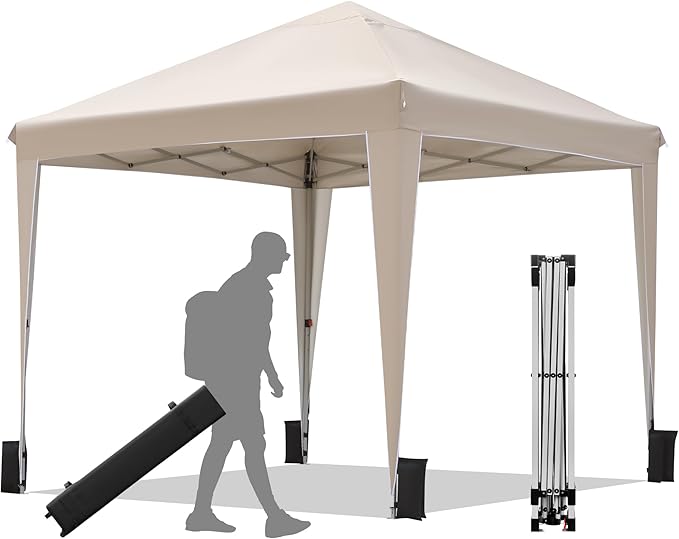 BONTEC 10x10 Pop-Up Canopy Tent, Portable Folding Outdoor Tent, UV 50+ Protection, Waterproof, Adjustable Height, Metal Pa...