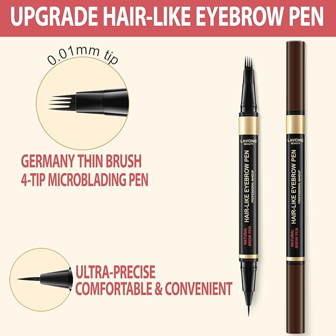 Eyebrow Pencil Kit, with Microblading Eyebrow Pen, Eyebrow Gel, Eyeliner, Eyebrow Brush, Eyebrow Pencils for Women, Waterproof, Smudge Proof, Long Lasting Makeup Formula - Medium Brown
