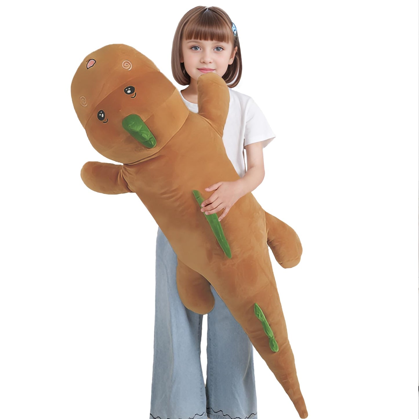 32" Giant Dinosaurs Plush Toy Pillow, Cute Dinosaur Stuffed Animals Doll, Soft Back Cushion Big Brown Dinosaur Plushies, Gift for Kids Boys, Birthdays