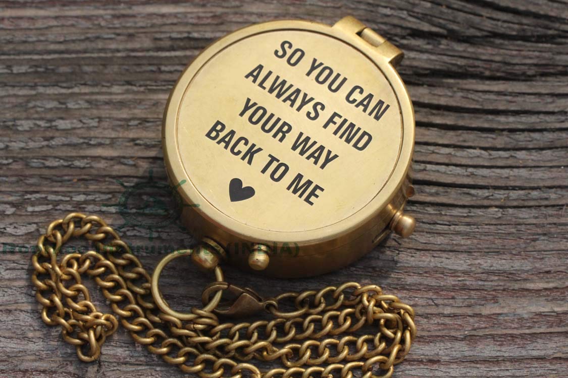 So You Can Always Find Your Way Back Home, Brass Compass Engraved Gifts for Men, Bronze Gifts for Men, Romantic Gifts for Him/Her, Keepsake Gifts for Husband, Personalized Gifts for Men