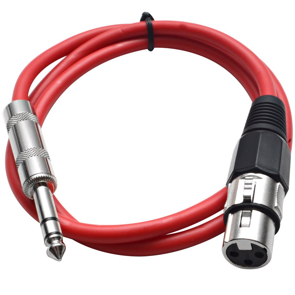 Seismic Audio - Satrxl-F3 - Red 3 Xlr Female To 1/4 Trs Patch Cable