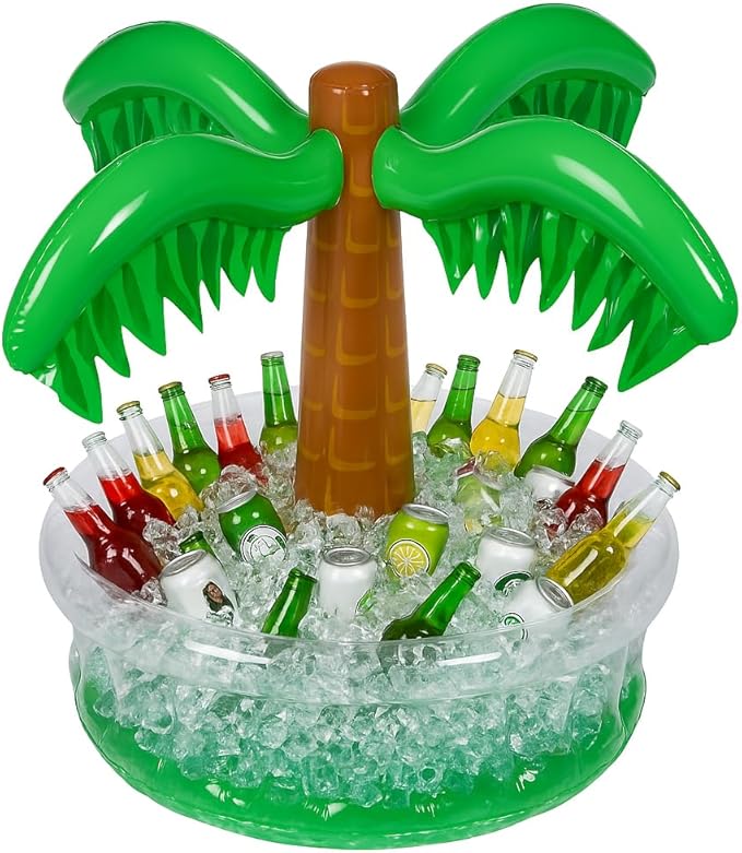 Playbees Inflatable Palm Tree Cooler 28" - Blow Up Palm Tree Party Cooler, Luau Hawaiian Tropical Beach Theme, Summer Swim...