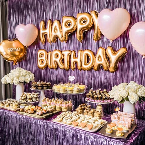 ParyWoo Light Purple Streamers 2pcs Tinsel Backdrop 8.2FT Metallic Lavender Foil Fringe Streamer Curtains Photo Booth Back...