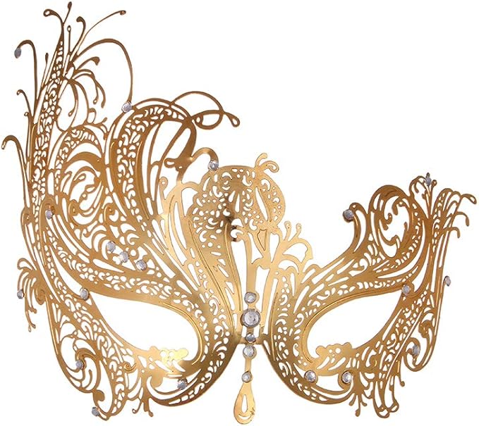 Masquerade Mask for Women Metal Mask Shiny Rhinestone Venetian Party Evening Prom Ball Mask Bar Costumes Accessory