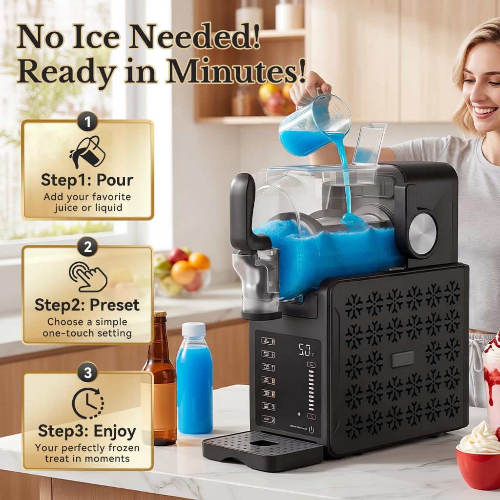 QIDO 84oz Commercial Slushie Machine 5 presets Frozen Drink Maker, Digital Temp Control,No Ice Needed Quiet Operation&Self-Cleaning,Perfect for margaritas, Smoothies, Bars, Cafes, and Parties