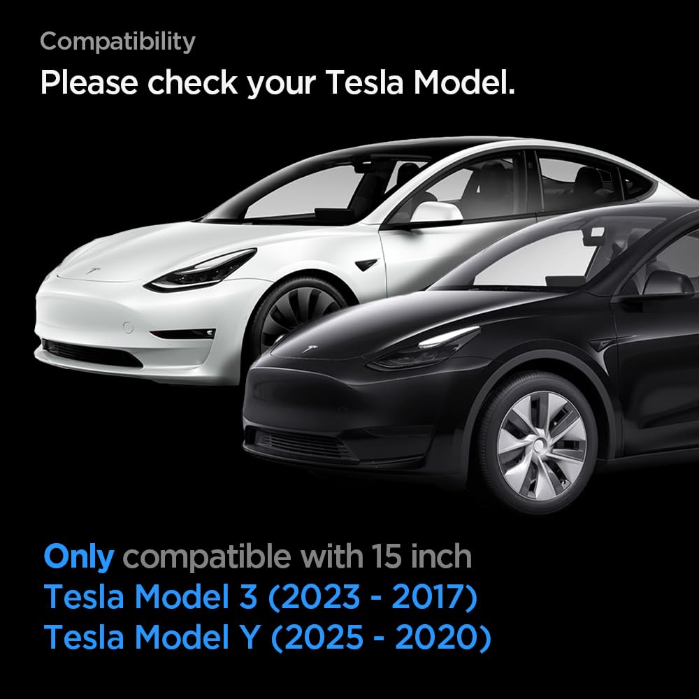 Spigen Tempered Glass Screen Protector [Glastr Ez Fit] Designed For Tesla Model 3 (2023-2017), Tesla Model Y (2025-2020) 15 Inch