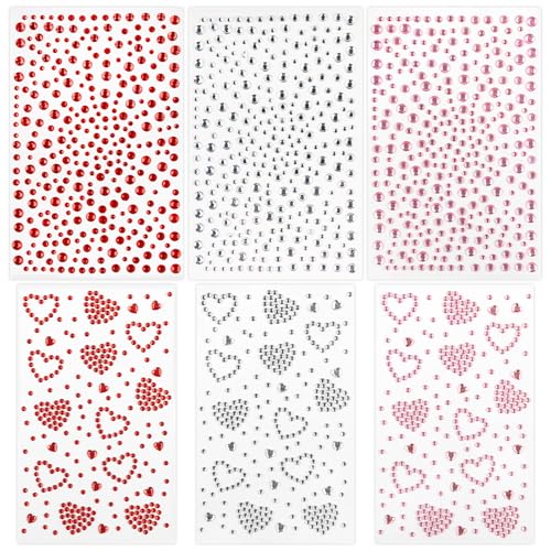 Doneace Heart Rhinestones Self Adhesive Face Gems Stickers, Hair Gems Face Jewels Festival Essentials Rave Accessories Rhi...