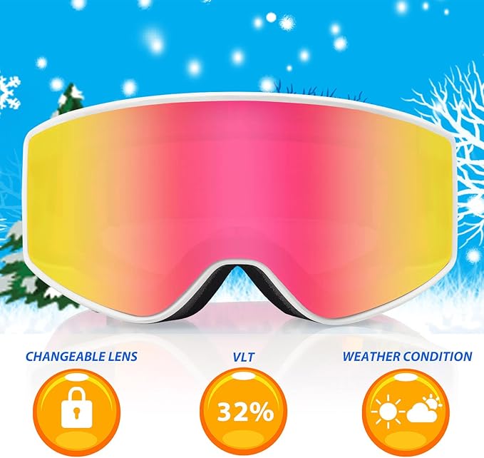 EXP VISION Ski/Snowboard Goggles Parent-child Snow Goggles Over Glasses for Men, Women Youth Kids
