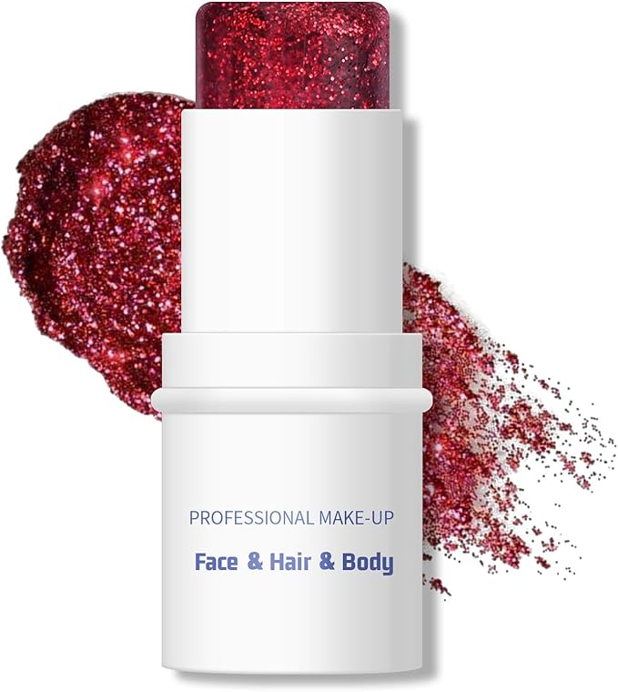 KYDA Body Glitter Stick, Chunky Glitter Gel for Face Body Hair, Sparkling Holographic Mermaid Sequins Paint, Waterproof Mu...