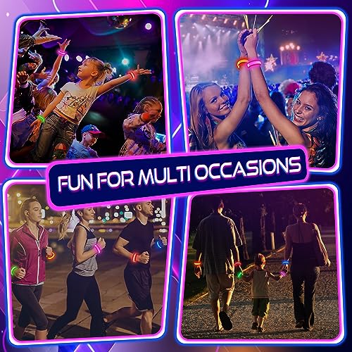 GIFTINBOX 12/6 PCS LED Light Up Bracelets for Kids Adults, LED Glow Flashing Arm Wrist Bands, Glow in The Dark Party Suppl...