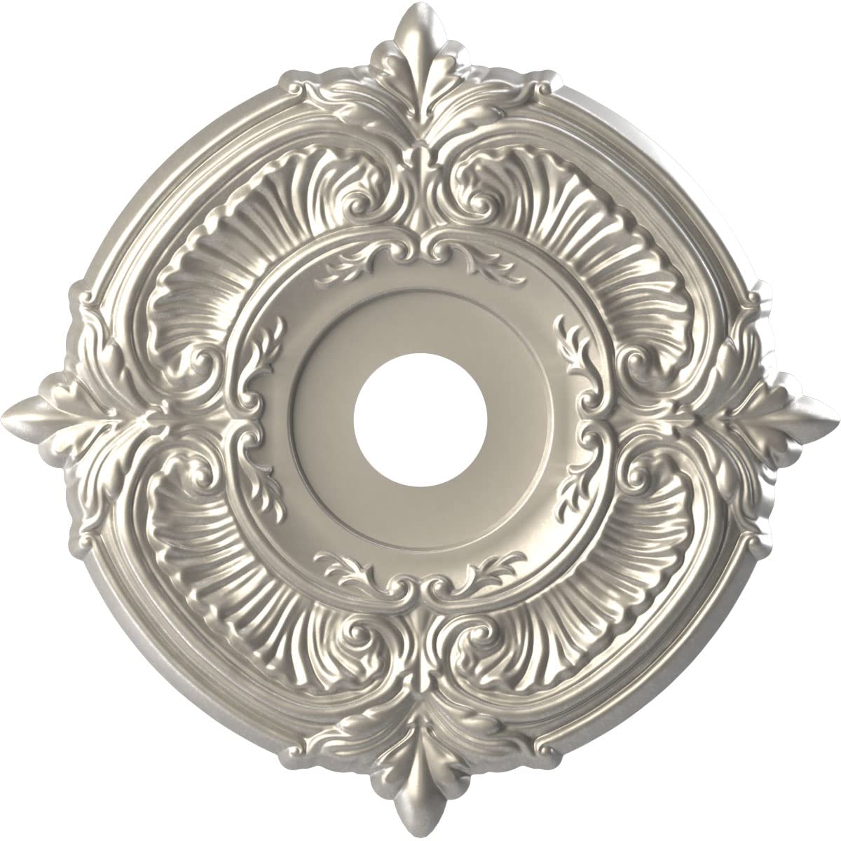 Ekena Millwork Cmp19Atbal Attica Thermoformed Pvc Ceiling Medallion (Fits Canopies Up To 6 3/4), 19Od X 3 1/2Id X 1P, Bright Coa