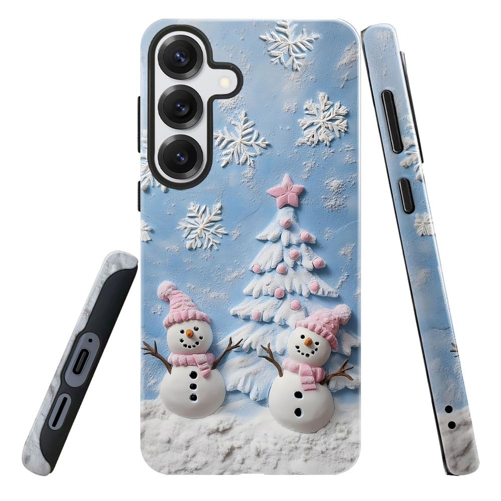DAIZAG Case for Samsung Galaxy S25,Military-Grade Protection Cover,Cute Snowman Flower Christmas Tree(Glossy)