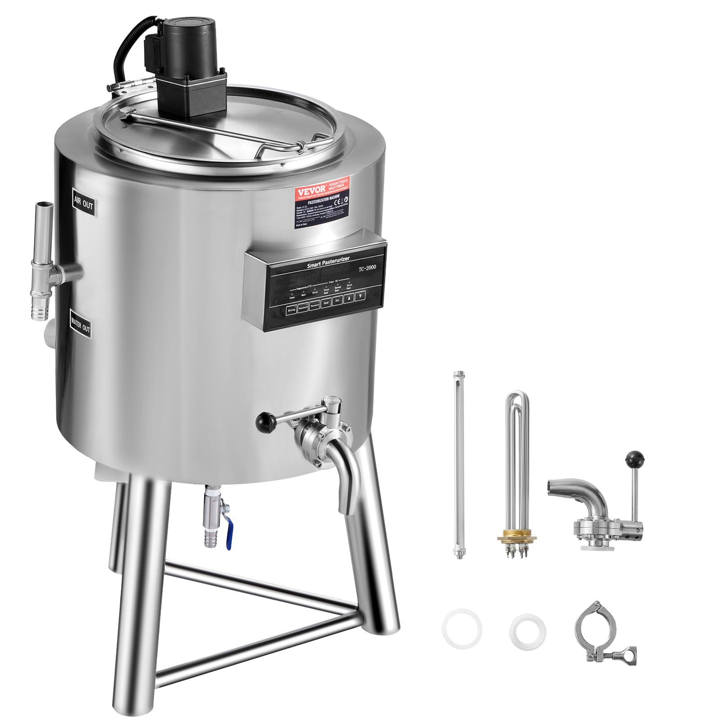 Vevor Milk Pasteurizer 30L, Commercial Milk Pasteurization Machine, Food Grade 304 Stainless Steel, Professional Pasteurization