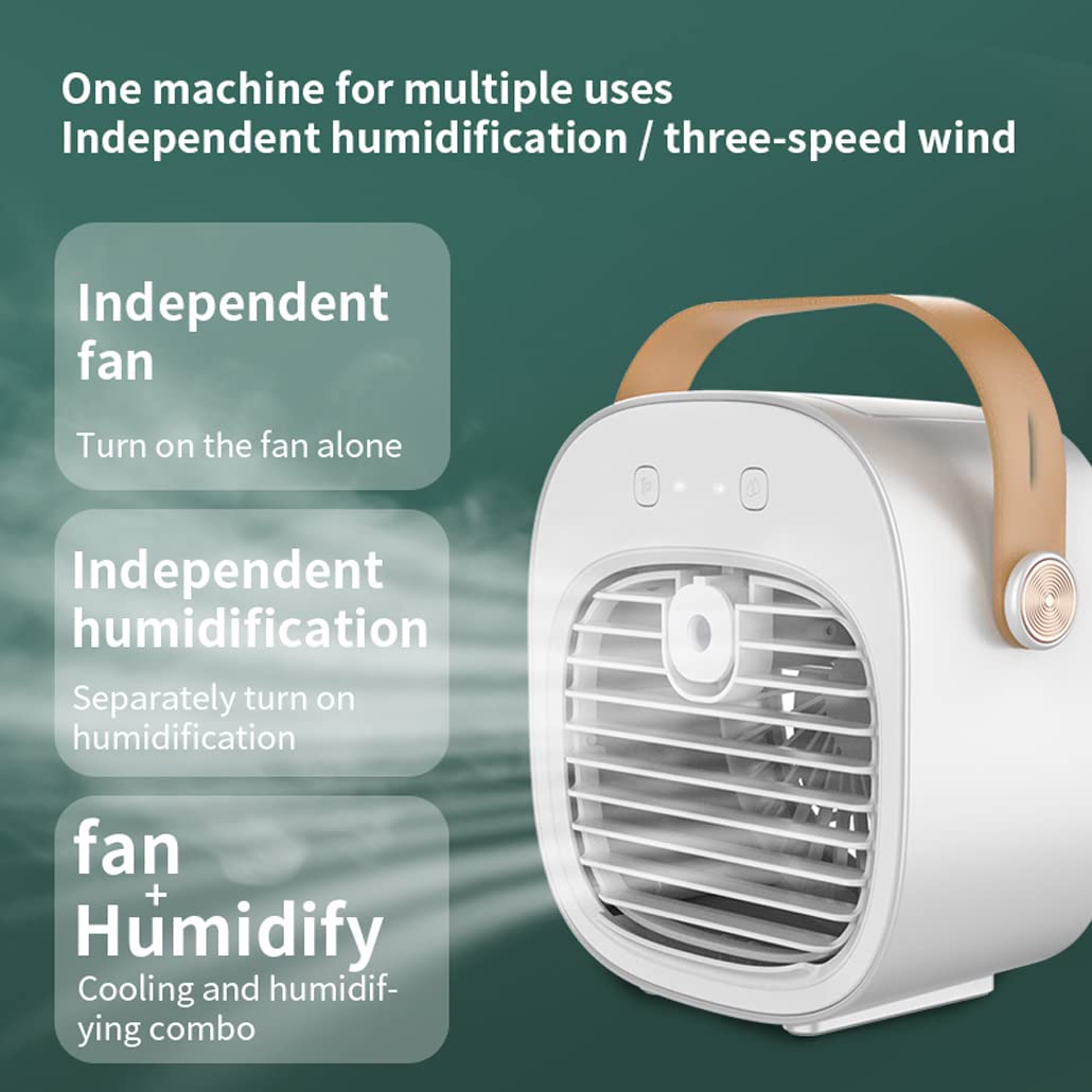 Portable Air Conditioners Rechargeable 6000mAh,Mini Air Conditioner,USB Small Personal AC Unit,3-Speed Quiet Evaporative Air Cooler Units for Room/Bedroom/Office/Rooms/Travel/Tent/Indoor/Outdoor-White