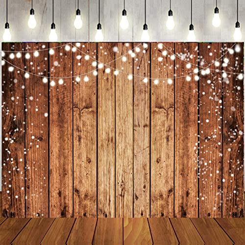 LTLYH 8x6ft Brown Wood Photography Backdrop Photographers Brown Photo Backdrop Retro Wood Wall Backdrop Baby Shower Birthd...