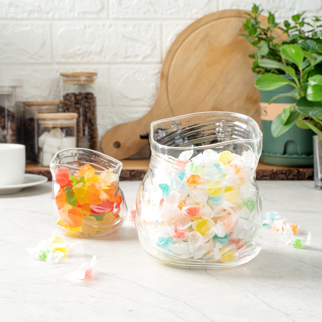 Restaurantware-22 Ounce Unzipped Bag Bowl, 1 Small Glass Bag - Realistic Crinkled Edges, Serve Candy, Popcorn, or Nuts, Clear Glass Bowl, Dishwashable, Flat Base