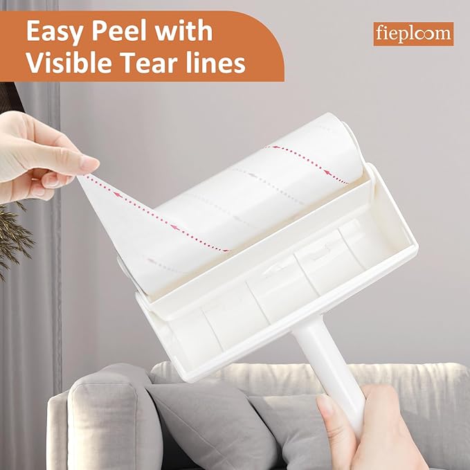Large Lint Roller for Pet Hair - Extra Sticky with Easy Peel Sheets, 45" Long Handle & 6.3" Wide Roller, 5 Refills (300 Sheets), Lint Remover for Floor Carpet Furniture Couch Clothes