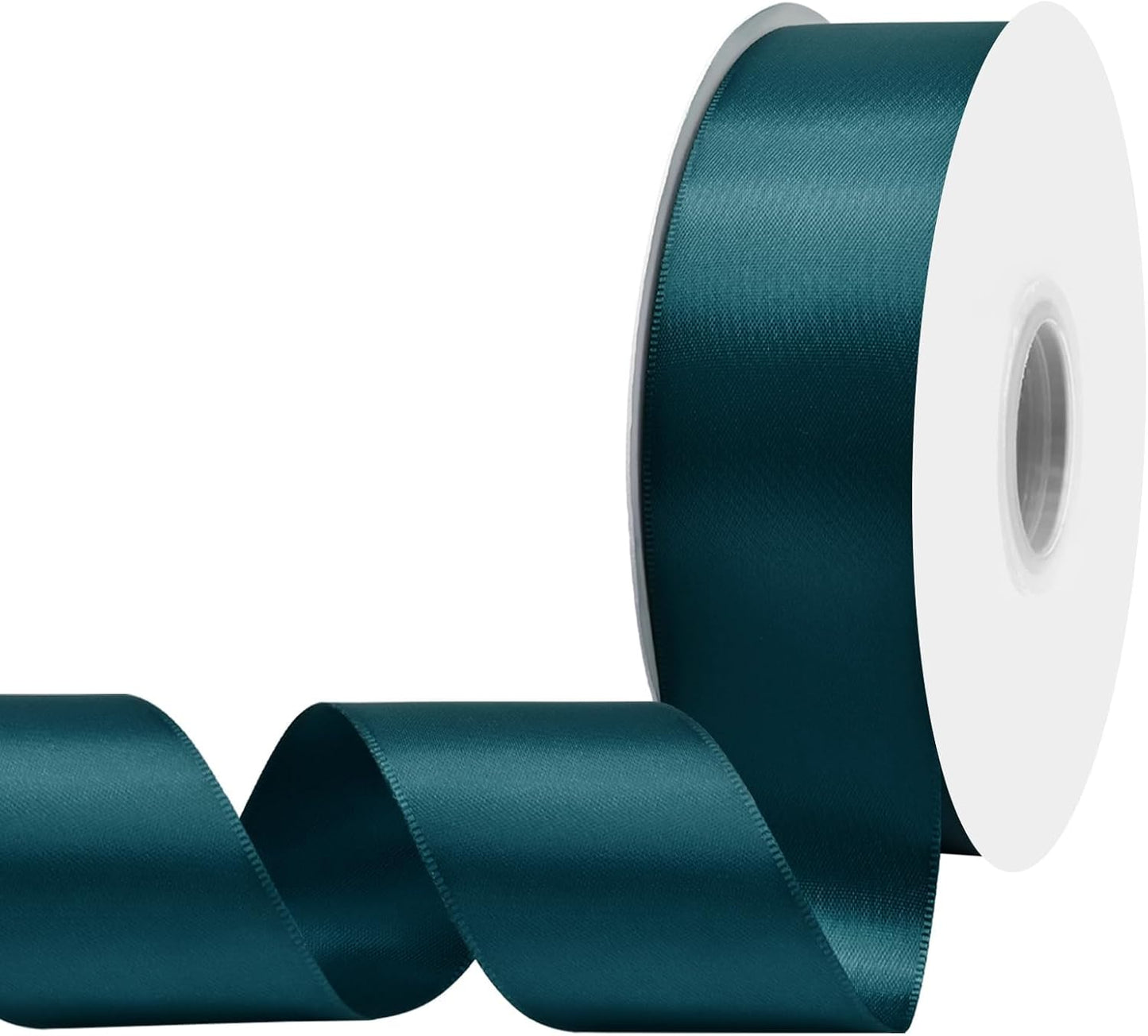 Teal Satin Ribbon 1-1/2" X 50 Yards Solid Color Double Faced Ribbons Perfect for Crafts Wedding Decor Bow Making Arts Sewing and More