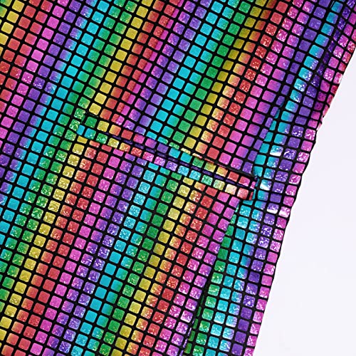 DZMDIP Men's 70s Disco Costume Shiny Metallic Sequin Suits Set Prom Party 2 Piece Outfits
