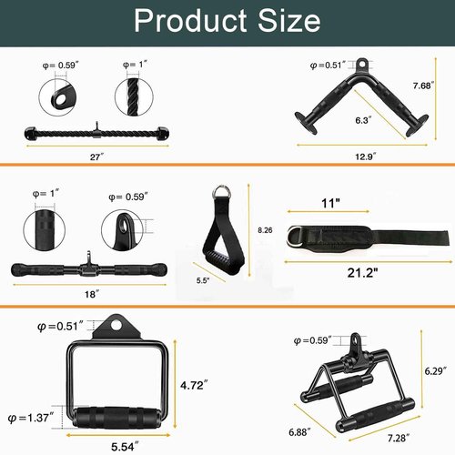 WNOEY Solid Cable Machine Attachment, Cable Attachments for Gym, Gym Cable Attachments, Cable Machine Attachments Set