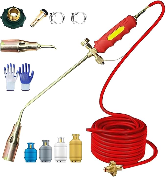 Portable Propane Torch Weed Burner Kit,Propane Flame Thrower with Hose,Electric Weed Burner,Thermal Weeder & BBQ Lighter,F...
