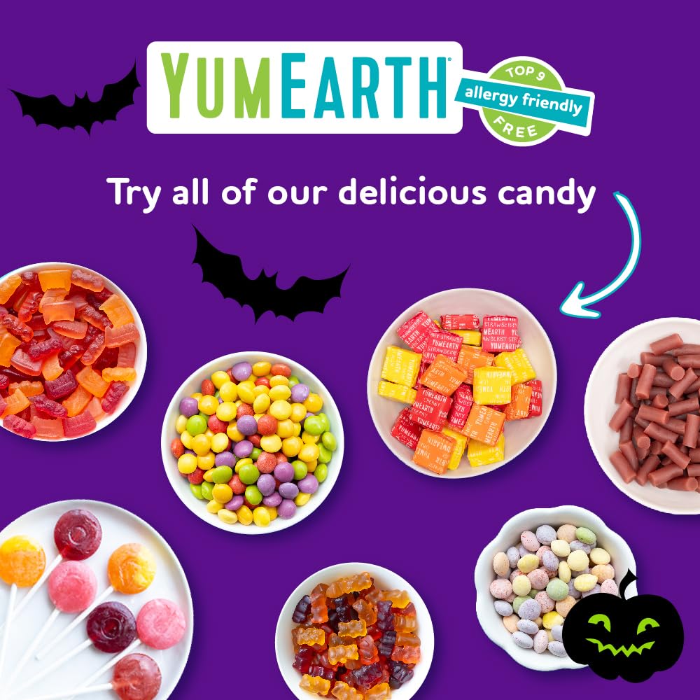 YumEarth Organic Halloween Lollipops - Allergy Friendly (Top 9 Free), No Artificial Dyes or Flavors, Non GMO, Gluten Free, Vegan, Individually Wrapped - Assorted Flavors, 8.7 oz (Pack of 40)