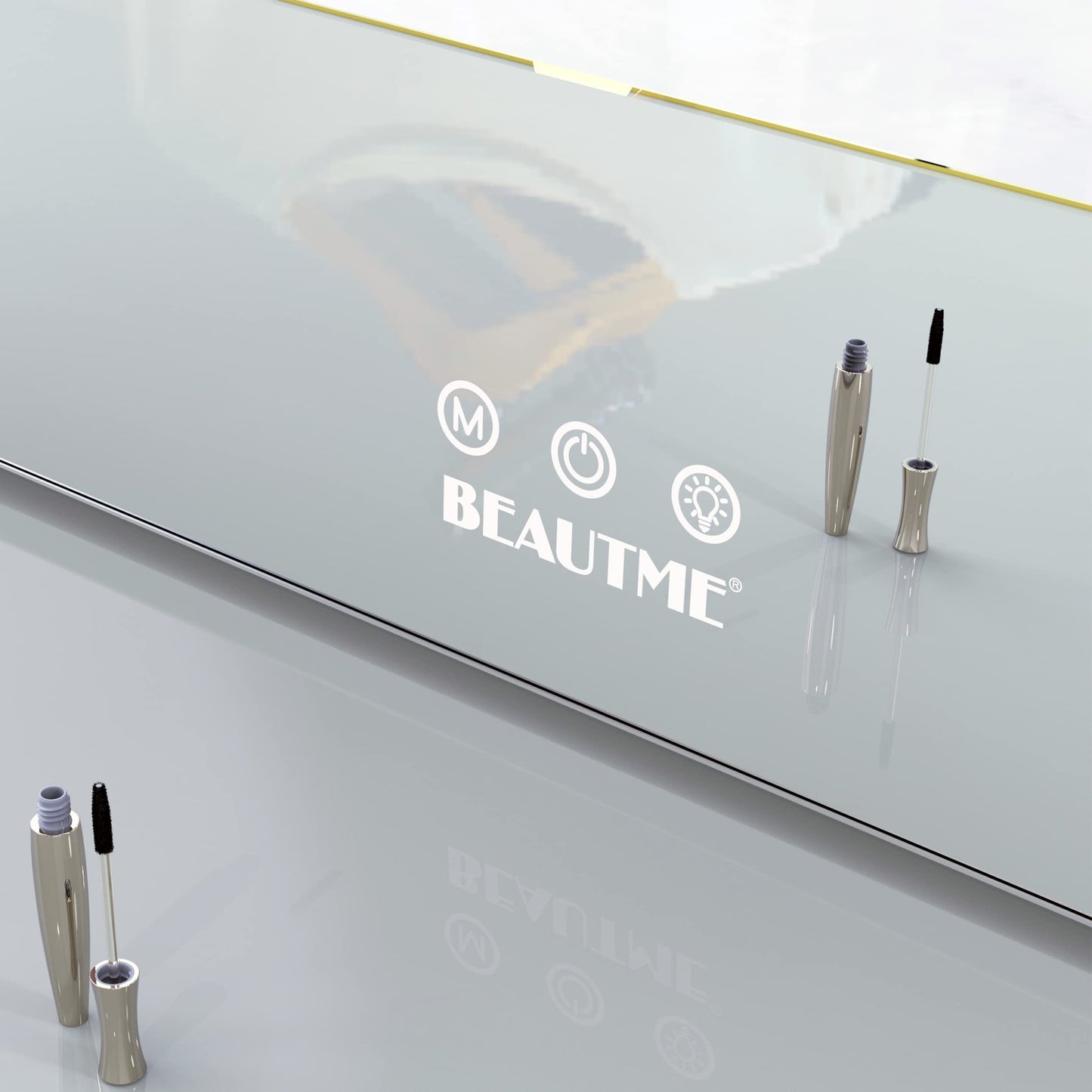 BEAUTME Hollywood Makeup Mirror,Vanity Mirror with Lights, LED Mirrors, Tabletop or Wall-Mounted Mirror with 16 Dimming LED Bulbs, Silver(911×180×616mm)