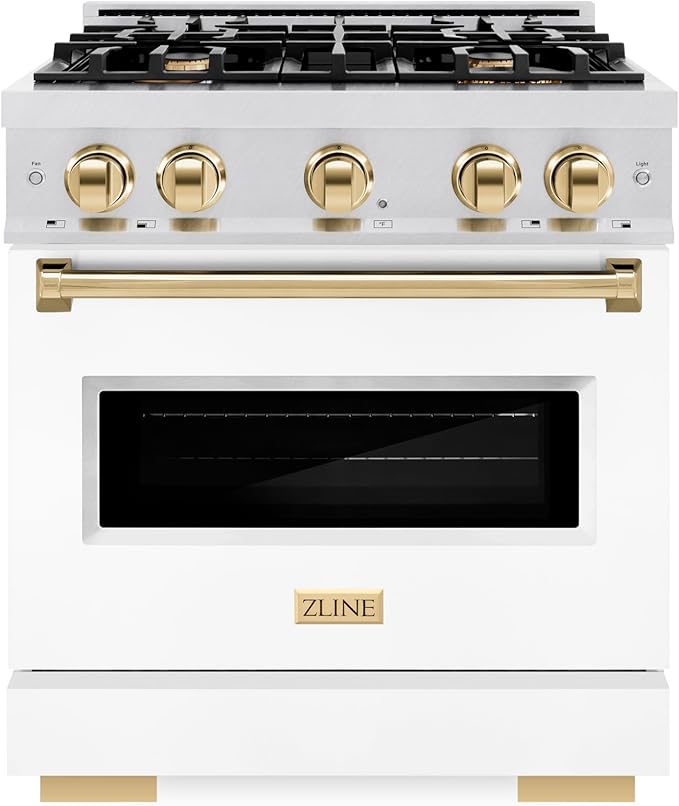 ZLINE Autograph Edition 30 in. 4.2 cu. ft. Classic Gas Range with 4 Burner Cooktop and Convection Gas Oven in Satin Stainl...