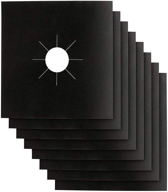 Stove Burner Covers - Gas Stove Protectors Black 0.2mm Double Thickness, Reusable, Non-Stick, Fast Clean Liners for Kitche...