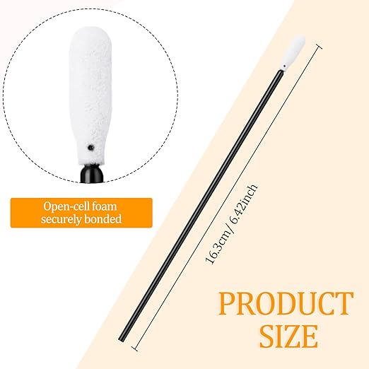 Chinco 200 Pieces Foam Swab Sponge Swab Foam Tips Sponge Stick for Inkjet Printer Print Head Camera Optical Lens Optical Equipment (Black,6.42 Inch)