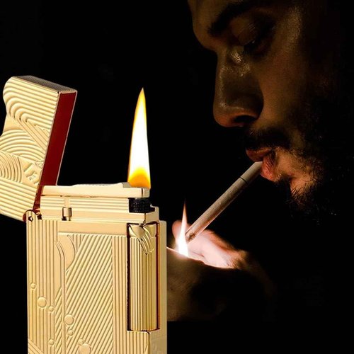 Laicengo Sanji Lighter, Vintage Trench Lighter, Butane Refillable Lighters, Copper Gas Lighters for Men Dad Husband (Fuel Not Included)