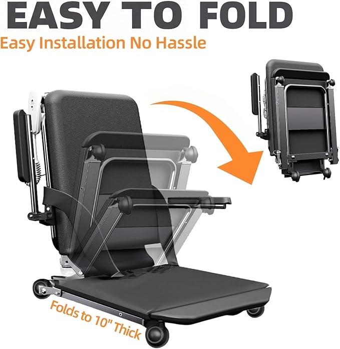 Upgrade Steel Electric Lift Chair with Advanced Wheels and PU Cushion, Floor Lift for Elderly, Support Up to 500 LBS, Safety Seat Belts and Handrails, Suitable for Home or Care Facilities Use, Black