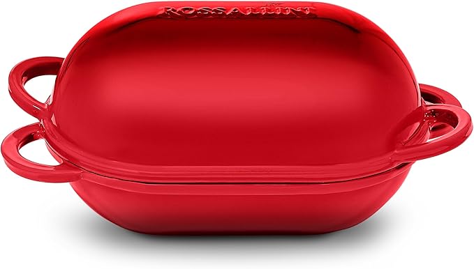 Signature Enameled Cast Iron Sourdough Bread Oven | Non-Stick with Tight Fitting Lid for Perfect Baking and Bread Making | 2QT Oval Oven With Lid [Red]