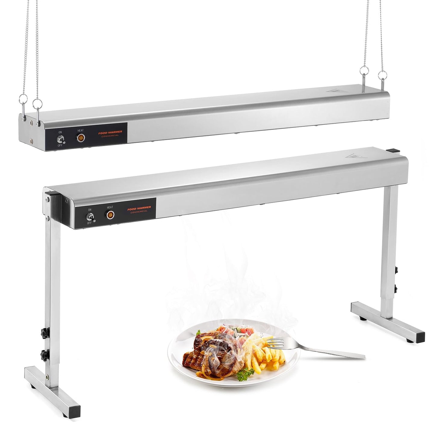 Hiteemer 36 Inch Food Heat Lamp, 1000W Commercial Food Warmer Electric Heating Lamp Overhead Stainless Steel Catering Heat Lamps for Buffet Restaurant Parties, 110V