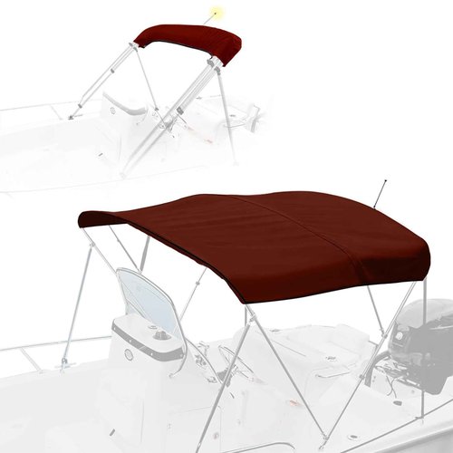 Cerumute 3 Bow Bimini Top Replacement Canvas with Stern Light Hole and Storage Boot, 900D Heavy Duty Waterproof Bimini Top Canvas Only Without Frame, 6'L 61"-66" W Burgundy