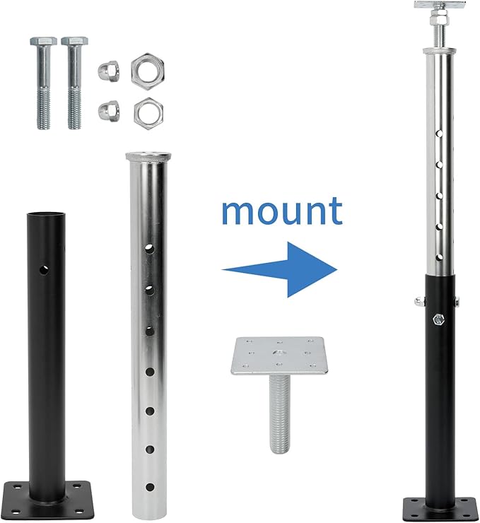 2 PCS Adjustable House Jacks Post for Leveling, 19"- 36"(1'7"-3') Floor Joist Support Jack for Basement and Crawl Space, 4400 lbs Max Load Capacity(Each), Galvanized Steel, Black