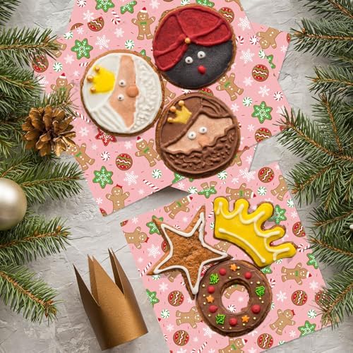 150Pcs Christmas Wax Paper Pink Gingerbread Man Snowflake Deli Paper Tissue Xmas Winter Sandwich Wrap Paper Oil-Proof Picnic Liners for Party Kitchen Supplies