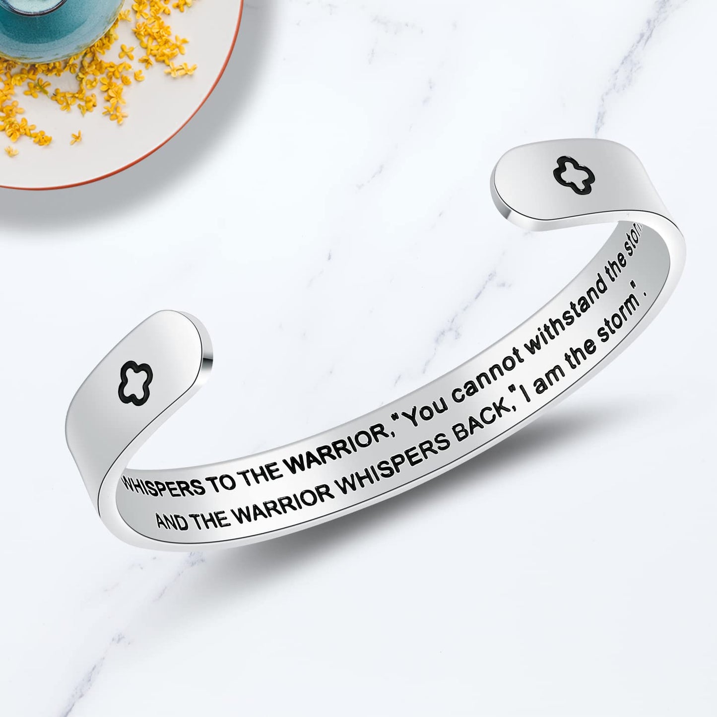TONY & SANDY Inspirational Gifts for Women Fate Whispers to the Warrior Bracelet Recovery Breast Cancer Survivor Gifts Empowerme