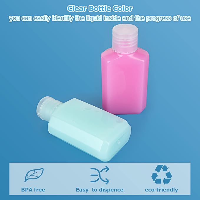 APACALI 100PCS Plastic Travel Bottles 2oz Mini Shampoo Bottles Small Empty Bottles Refillable Cosmetic Containers with Flip Cap Clear Portable Small Bottles for Liquid, Lotions, Toner, Body Soap