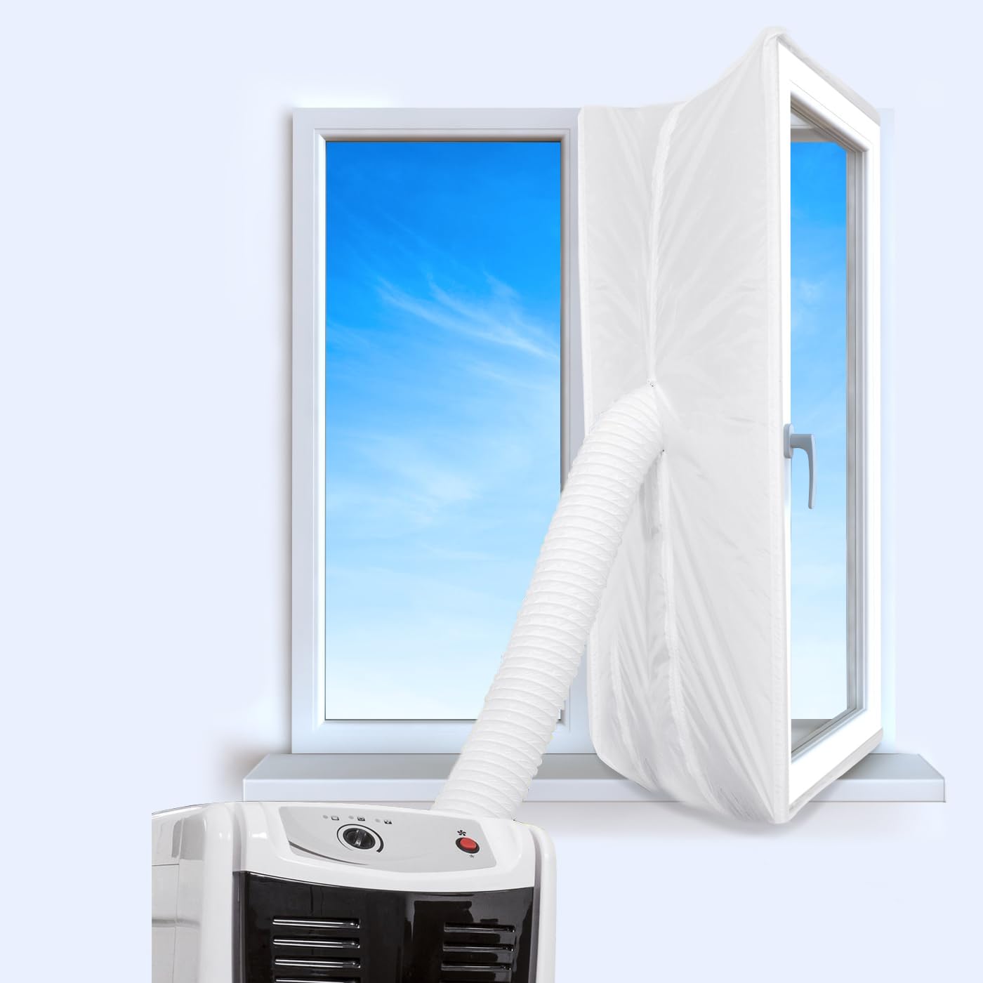 Portable Air Conditioner Window Seal Kit,Hot Air Stop Air Exchange Guards With Zip 158 Inch Ac Window Seal Kit Hot Air Stop Air