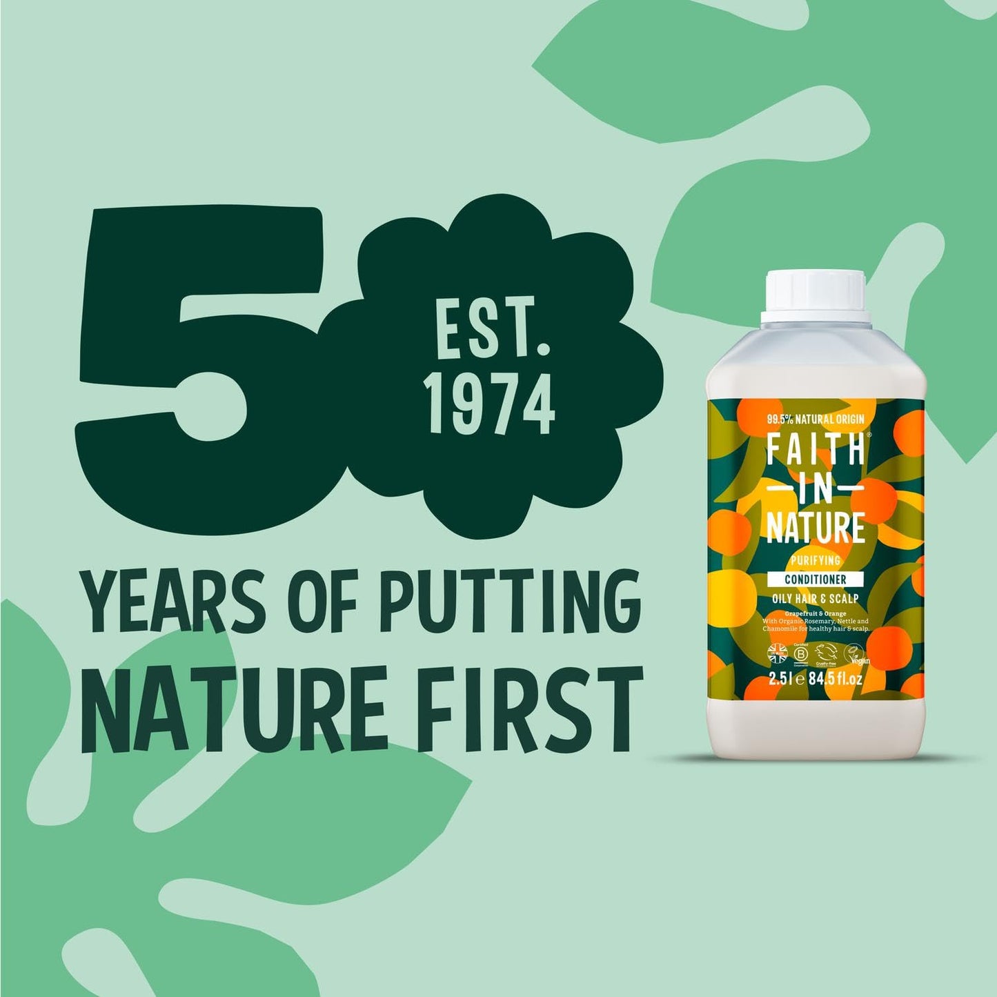 FAITH IN NATURE Natural Conditioner - Vegan & Cruelty Free, No SLS or Parabens - 84.5 fl oz, Grapefruit & Orange