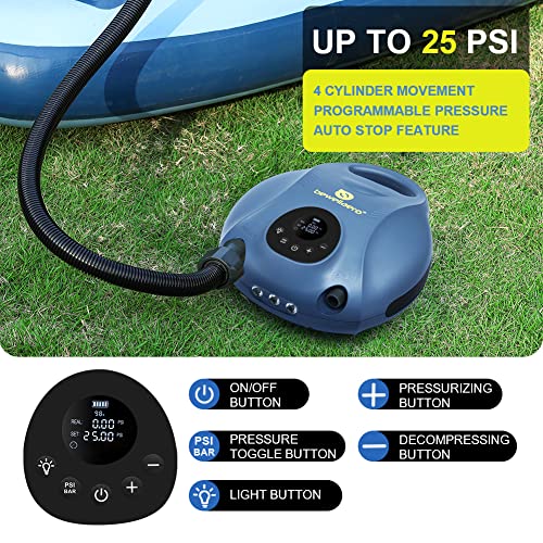 BEWELLAERO Paddle Board Pump Rechargeable Sup Air Pump Electric Portable with 10000mAh Battery, 25PSI High Pressure Inflat...