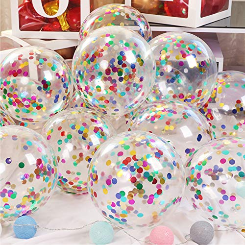 Confetti Balloons 40pack, 12inch Transparent Party Balloons with Colorful Confetti for Graduation Party Wedding Baby Showe...